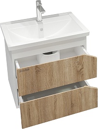 Grossman Мебель для ванной Инлайн 60 подвесная белая/дуб сонома – фотография-5